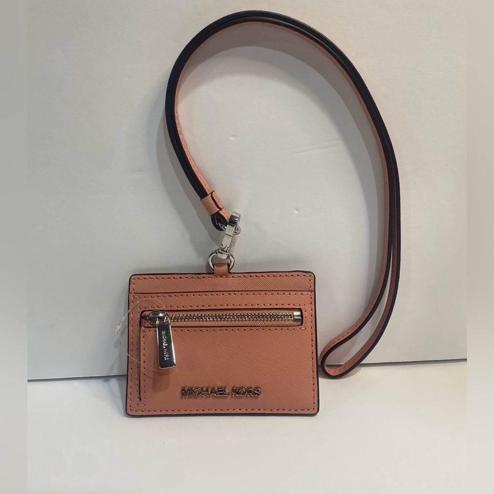 NWOT Michael Kors Leather Lanyard ID wallet in pink